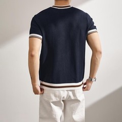 Mens Knitted Top Casual Business Shirt Business Casual Machine Friendly Care