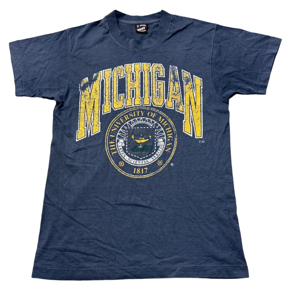 Vintage Best Michigan T-Shirt Single Stich 90s Retro USA Blue Mens Medium