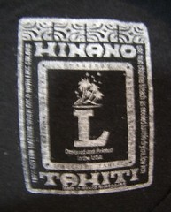 Hinano Tahiti Seated Island Girl T-Shirt Red Background Palms Black Shirt Size L