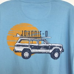 NEW Johnnie-O Graphic T-Shirt Sz L Surf Wagon Logo Tee Blue Woody Crew-neck