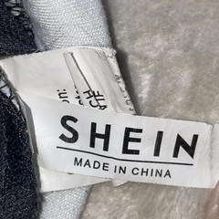 SHEIN Mens Dark Gray Contrast Trim T-Shirt White Collar & Cuffs Casual Sz L