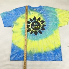 Suna Platinum Be Kind Sunflower Tie Dye T-Shirt Mens 2XL Blue Yellow Green Tee