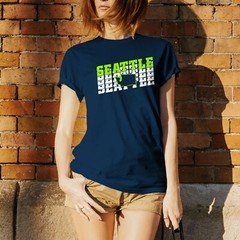 Seattle Retro Repeat – Sports Team City Tailgating T Shirt – Navy