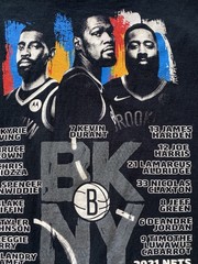 Brooklyn Nets 2021 Big Three Graphic T Shirt Kevin Durant Kyrie Irving Harden L