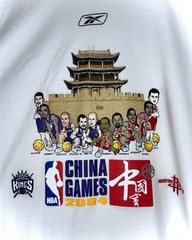 Vintage 2004 Reebok NBA China Games Kings Versus Rockets Tee Shirt Size XL