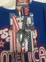 Spirit Of America Men’s 2 Piece Combo Set Tank Top Shirt & Suspenders