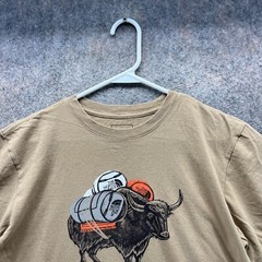 The North Face Shirt Mens Medium Khaki Crewneck Bulls Tan Beige Cotton Print