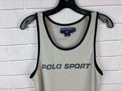 Vintage Ralph Lauren Polo Sport Tank Top Mens Large Spell Out Gray Outdoor Beach