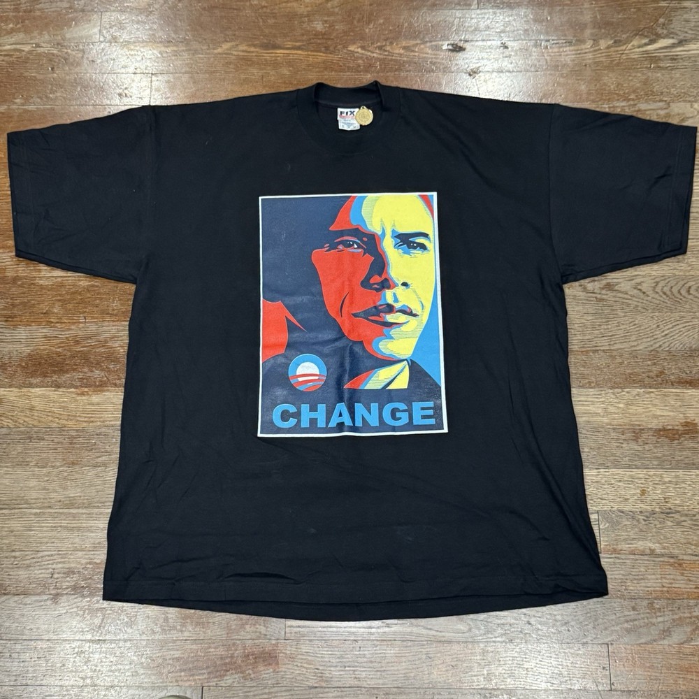 Vintage Y2K 2008 President Barack Obama Change Double Sided Shirt 2XL