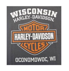 Harley-Davidson Men’s Elongated Orange Bar & Shield Charcoal T-Shirt 30291961