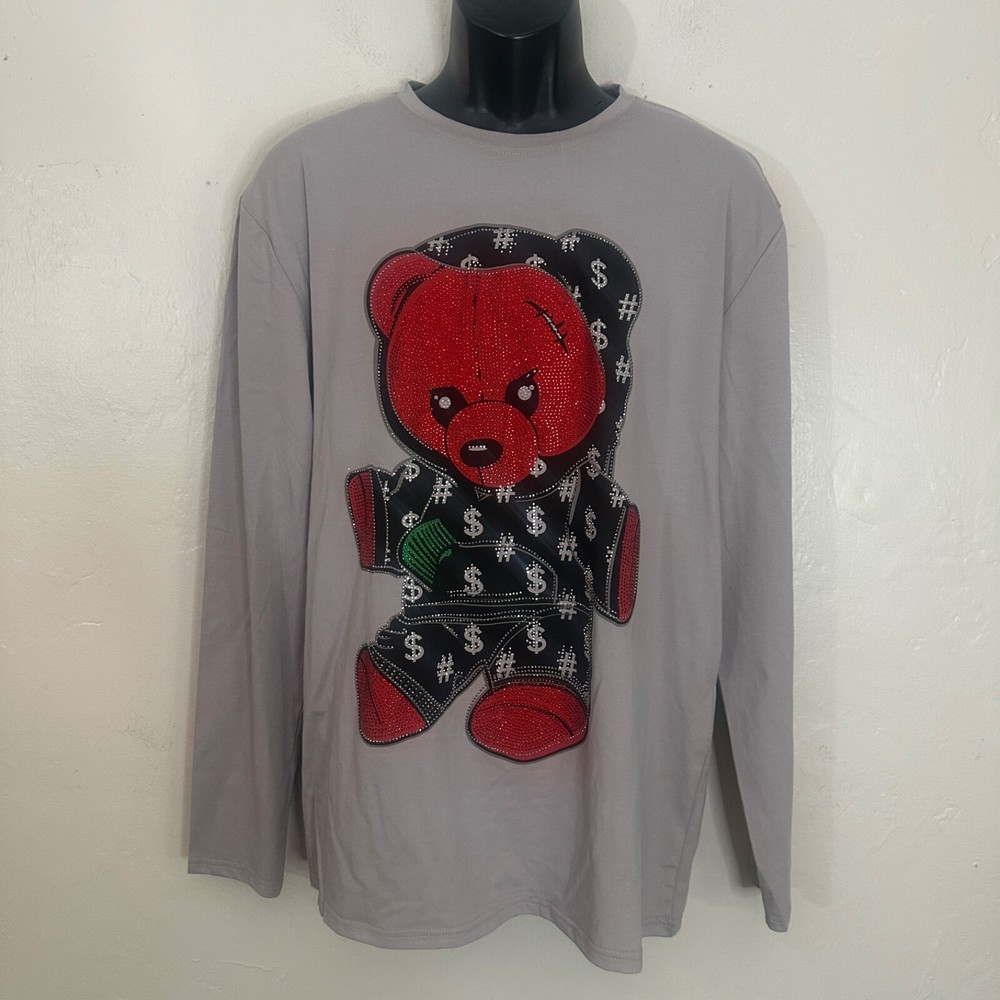 Jeweled Teddy Long Sleeve T Shirt XL Gently worn 95% cotton / 5% spandex