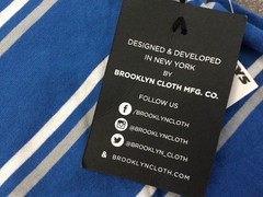 Men’s New T-Shirt Brooklyn Cloth M Blue Stripe Cotton Blend Crew Scoop Hem NWTs