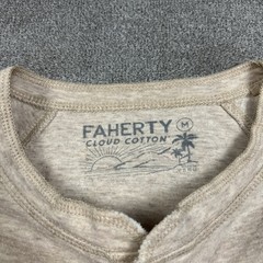 Faherty Cloud Cotton Henley Shirt Mens Medium Tan Long Sleeve Pima Cotton Modal