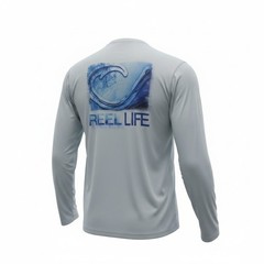 Long Sleeve Shirt Reel Life XL Mens Grey Excellent Fishing Performance Graphic
