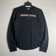 Nike Team Oregon State Waffle Knit Thermal Shirt Mens S Black Long Sleeve VTG