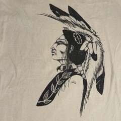 Vintage Style Native American Warrior Graphic Tee – Hanes Tagless – Size Large