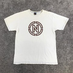 Vintage Nautica Shirt Mens Medium White Circle N Large Logo Cotton Crew Neck