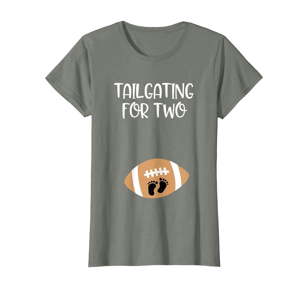 Tailgating for Two Football Game Day Pregnant Expecting Mom T-Shirt, Women, O…