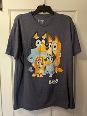Bluey Family Graphic T-Shirt Men’s XL Blue Cotton Blend Short Sleeve Disney BBC