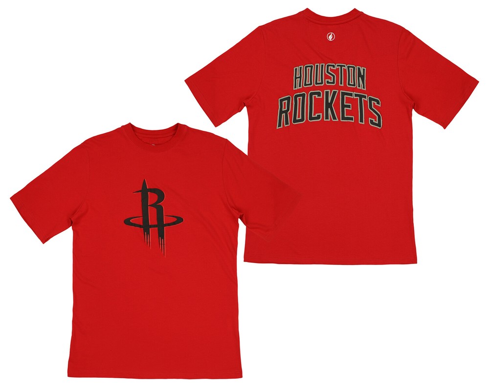 FISLL NBA Men’s Houston Rockets Team Color, Name and Logo Premium T-Shirt