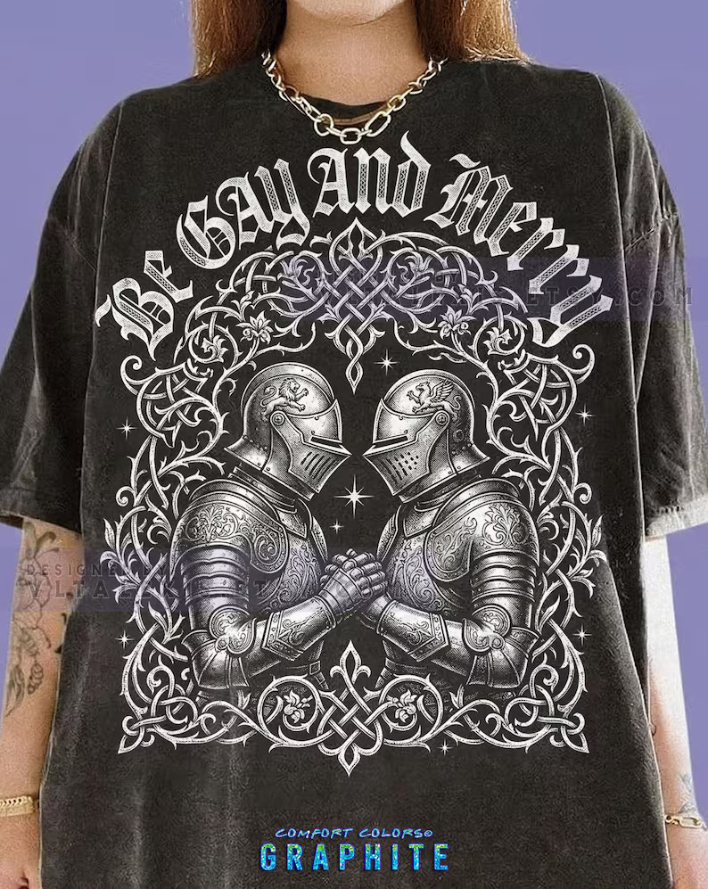 Be Gay And Merry Knights LGBTQ Pride Comfort Tee