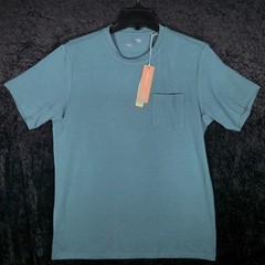 Free Fly Mens Bamboo Flex Pocket Tee Heather Sea Pine Green M 8300 UPF 50+ NEW