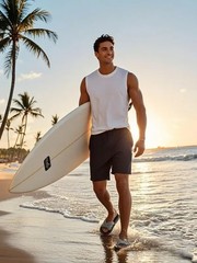 Men’s Tank Tops Sleeveless Quick Dry Polyester Solid Color Summer Beach Sports