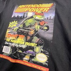 Nintendo Power Magazine Cover Art TMNT III Black Comfort Colors Tee LARGE RARE