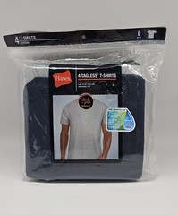 4 Pack HANES Men’s S M L Cotton Tagless Crew Neck T Shirt Set Gray Black Navy
