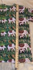Tommy Vann Short Sleeve T-Shirt Pink Elephants/Green Floral Indian Art To Wear L