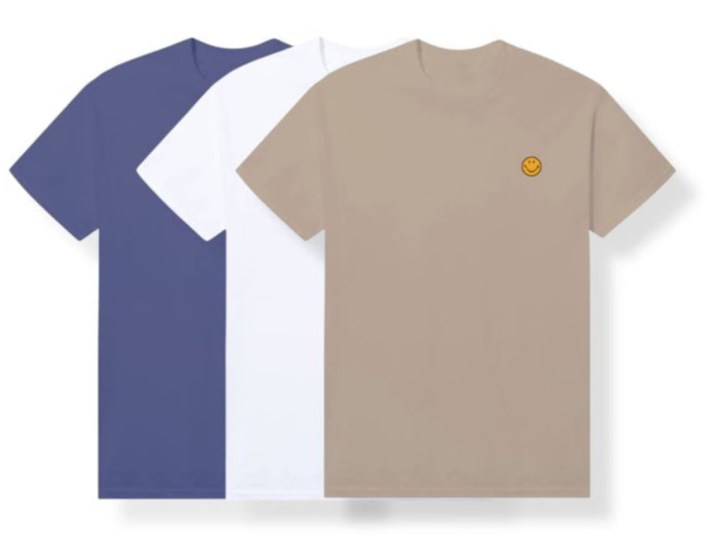 Chinatown Market Smiley Badge T-Shirt 3-Pack White | Future Dusk | Oat Milk