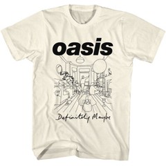 OASIS Band Adult T-SHIRT Music New DEFINITELY MAYBE Official Merch Beige Cotton
