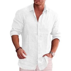 Cotton Linen Autumn Hot Selling Men’s Long Sleeve Shirt Solid Color Casual Style