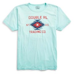 Ralph Lauren RRL Turquoise 1940’s Graphic Logo Double RL Trading Co. T-Shirt New