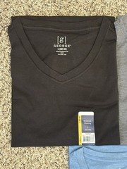 New George 3-PACK Men’s V-Neck T-shirt Tee Moisture Wicking Sz 42-44 LARGE (G1)