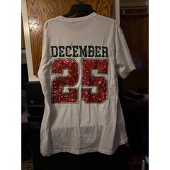Merry Christmas December 25 Graphic T-Shirt White Red Green Holiday Tee 2XL