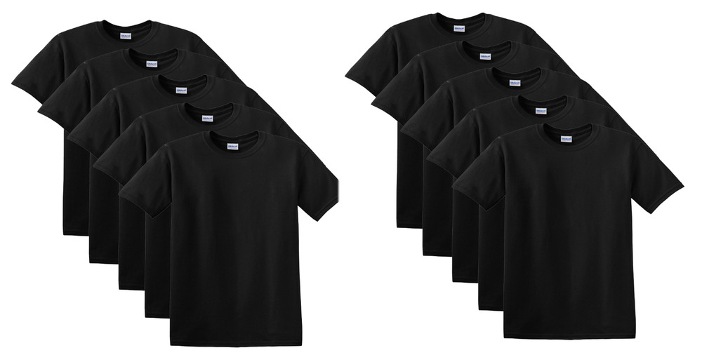 Gildan G5000 Heavy Cotton (Pack of 10) Black Sizes Small to 3XL, 4XL and 5XL