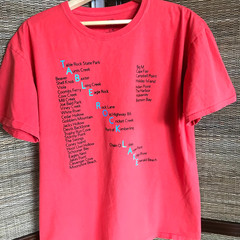 Table Rock Lake Upcycled Graphic Tee, Landmarks Marinas Red Men’s Size Large
