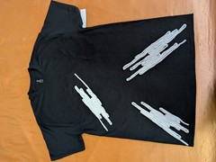Heavy Cotton MenBlack Crew Neck Short Sleeve Embroidered T-Shirt M