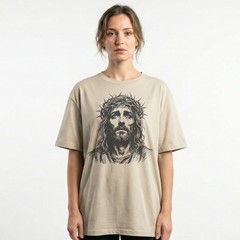 Jesus Christ Crown Thorns Christian Faith Religious T-Shirt Cross Gift Tee