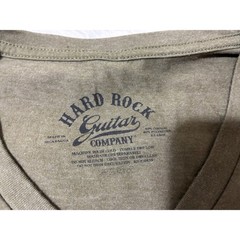 Hard Rock Guitar Co Orlando Mens XL V-Neck Graphic T-Shirt Olive Green Flocked