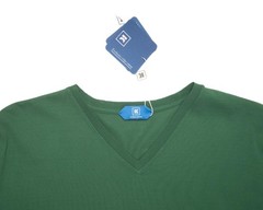 Kired by Kiton NWT $295 Green Crepe Cotton Short Sleeve V-Neck T-Shirt M (50 IT)