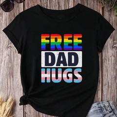 Retro Free Dad Hugs Tee, Free Mom Hugs Movement, LGBTQ+ Pride Month Tee