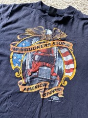 Vintage 1992 3D Emblem If Truckers Stop America Stops T-Shirt Made USA L