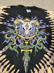 Vintage 1994 Liquid Blue Ian Bohorquez Goat Skull/Snake Tie Dye Shirt Size XL