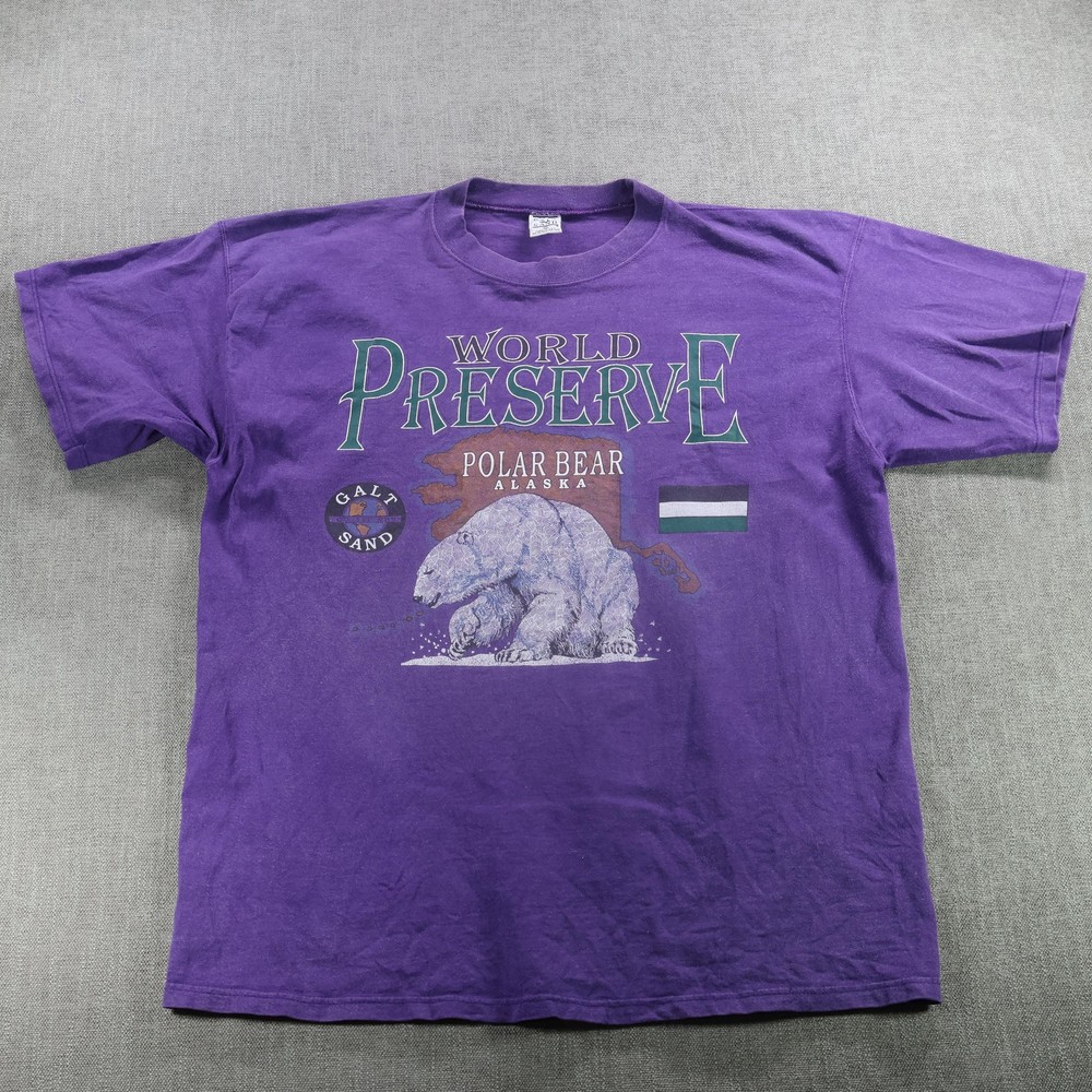VTG Galt Sand Shirt Mens Extra Large Purple World Preserve Polar Bear Oversized