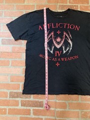 Men’s Affliction Music As A Weapon Shirt 2XL Red Foil Print