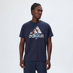 Kith & Messi for Adidas Football / Soccer Graphic Tee Stripes Night Navy – Large