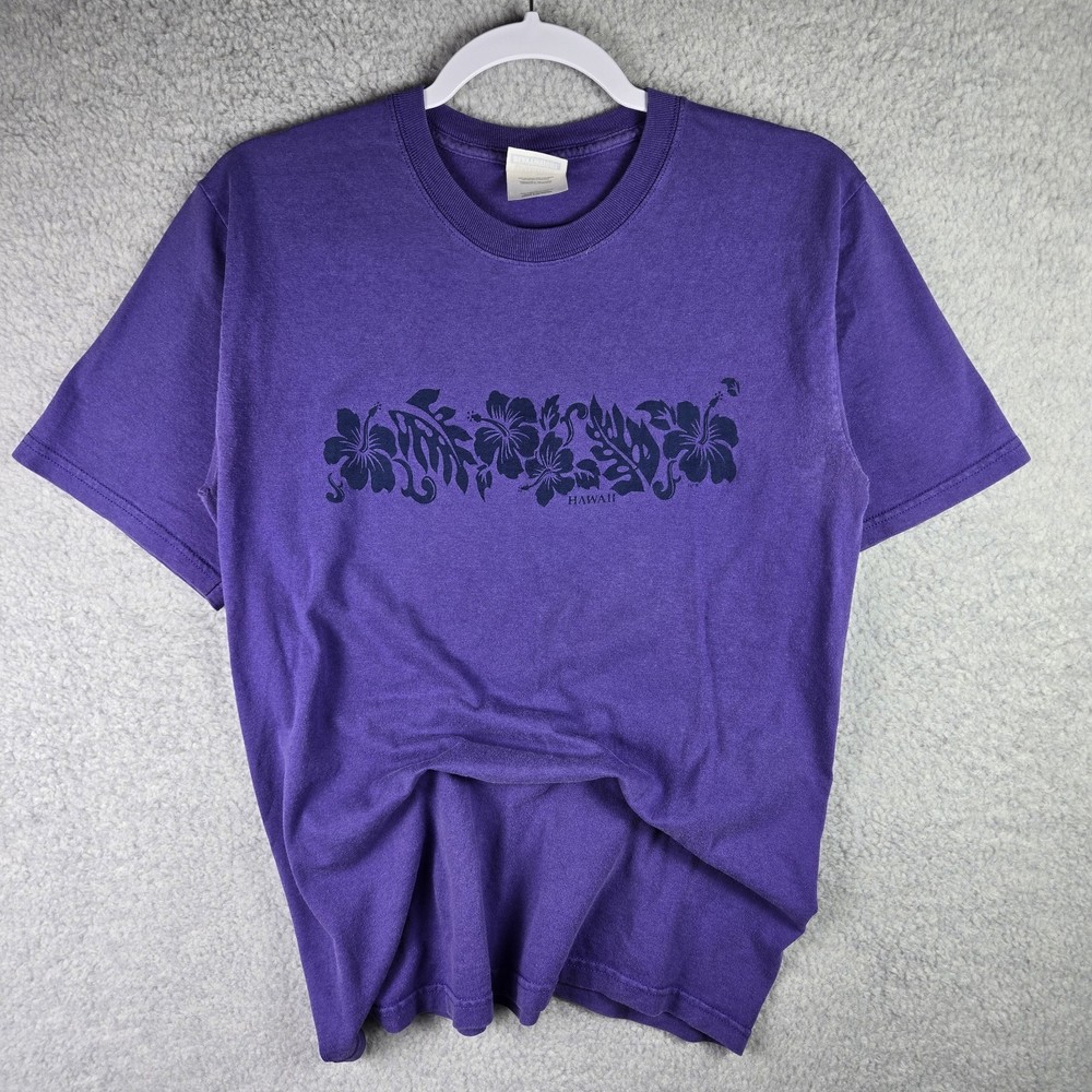 Vtg Hawaii Floral T Shirt Mens Small Purple Beach Hawaiian Resort Island