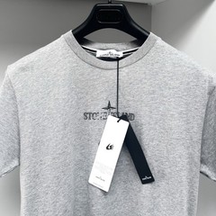 Stone Island T Shirt Men Medium Grey Hand Print Spellout Logo ptp19.5” BNWT